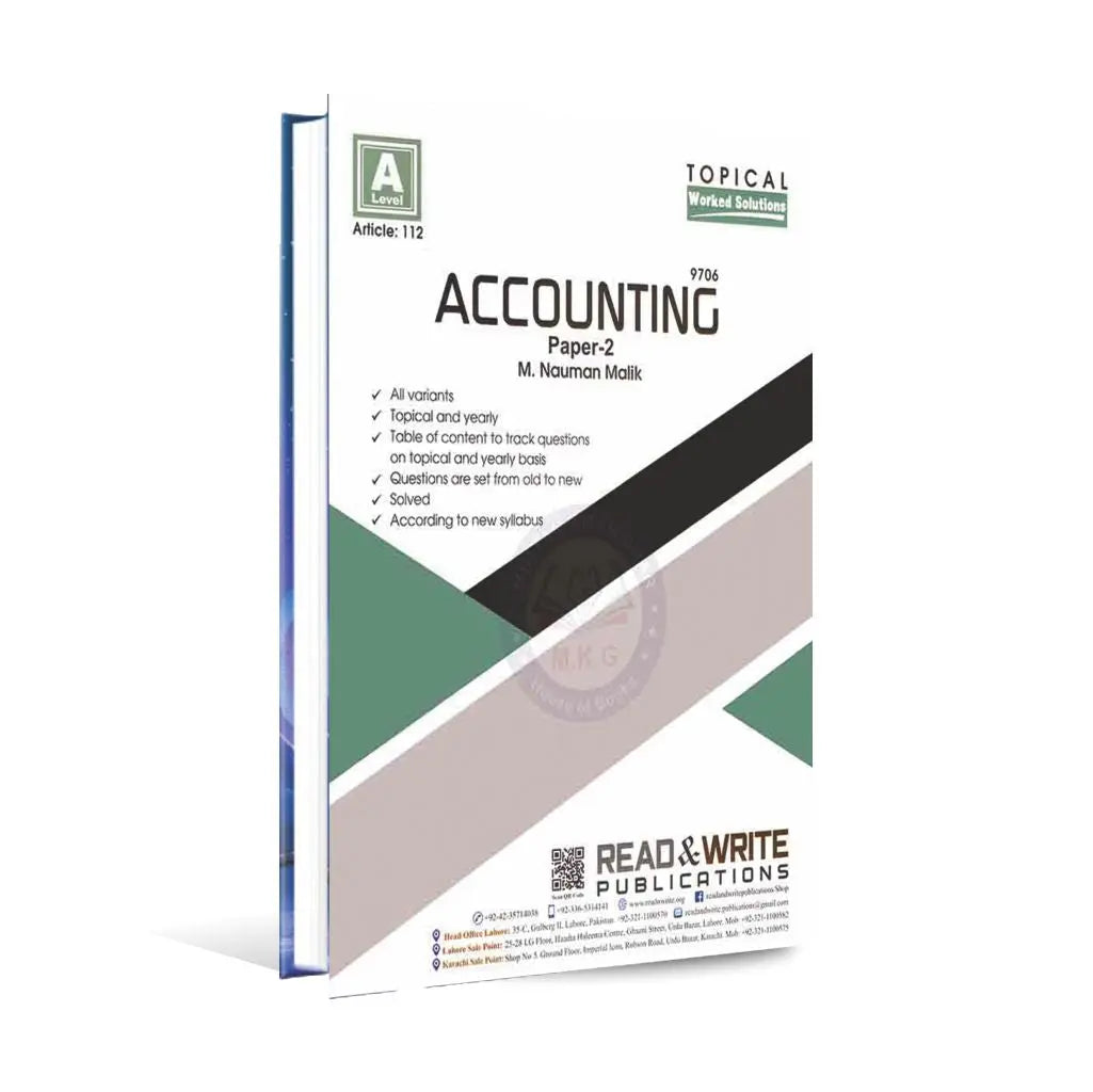 A Level Accounting 9706 Paper 2 Topical Worked Solutions Book by Read and Write Publications