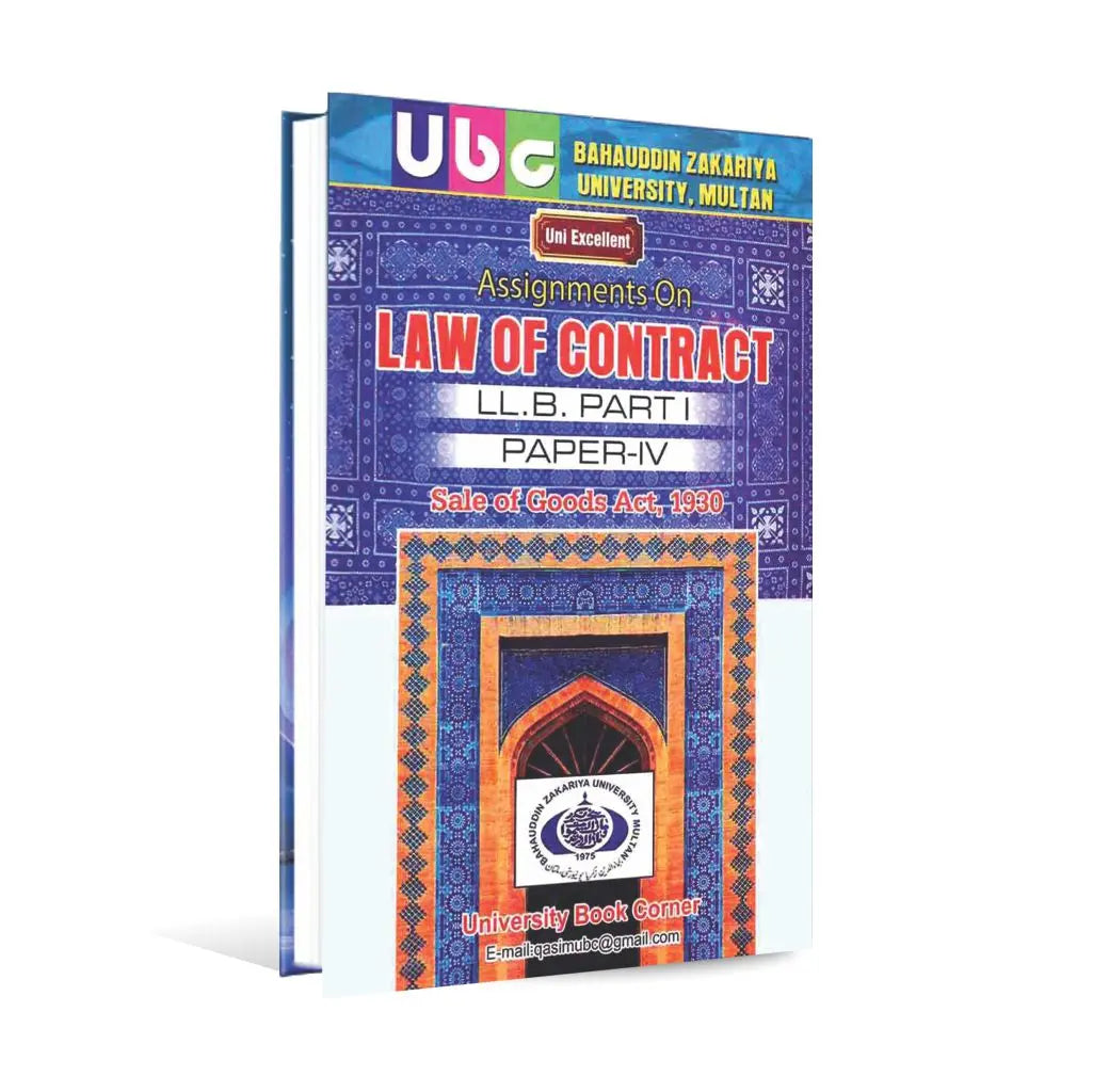 Assignments On Law Of Contract Book For LLB Part 1 Paper 4 By Khurram Amir University Book Corner