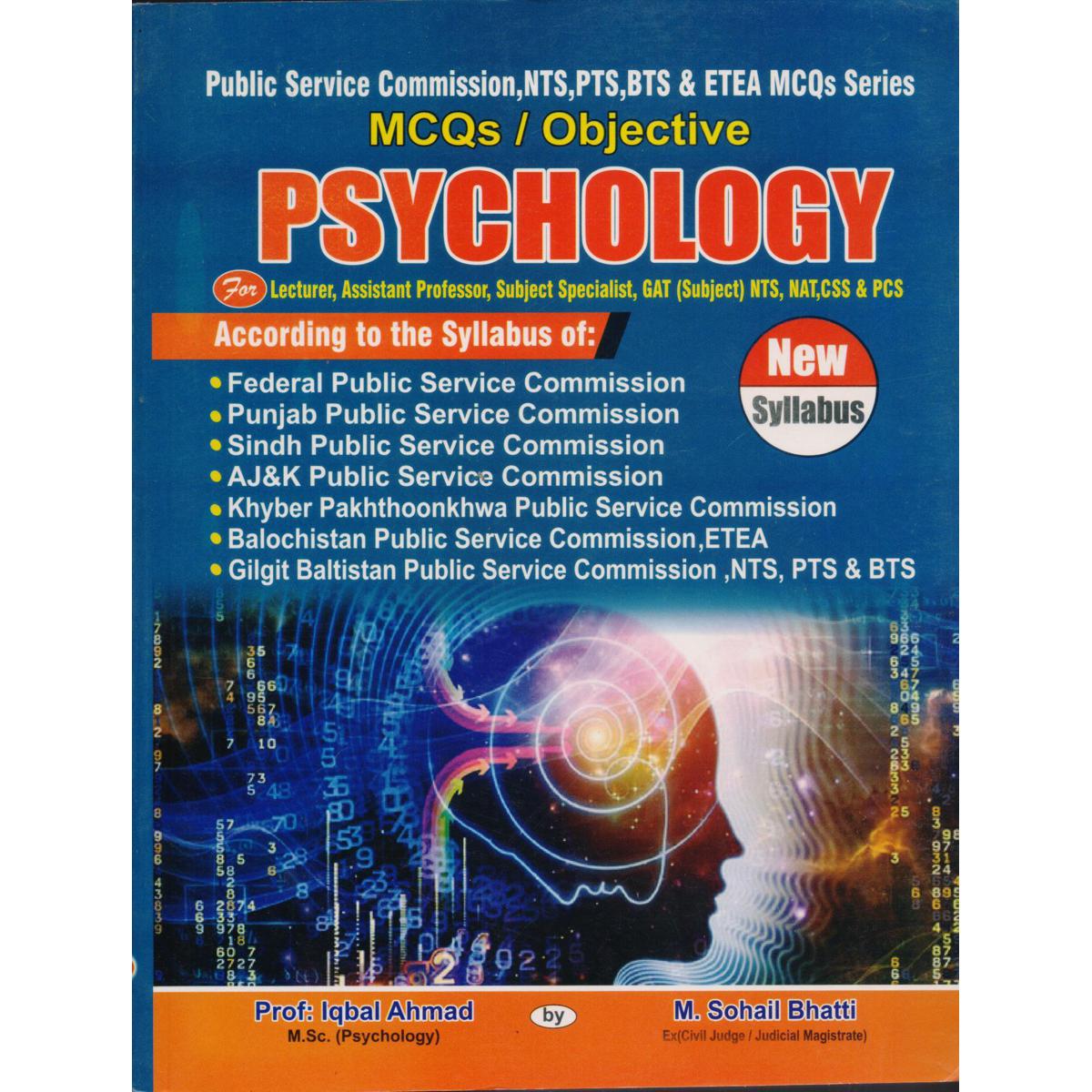 Objective Psychology MCQs | Sohail Bhatti | CSS, PCS, Lecturer, Subject Specialist - MKG