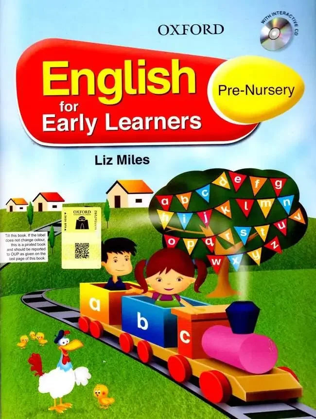 Oxford English for Early Learners Pre-Nursery book cover with cartoon train, children, and alphabet tree