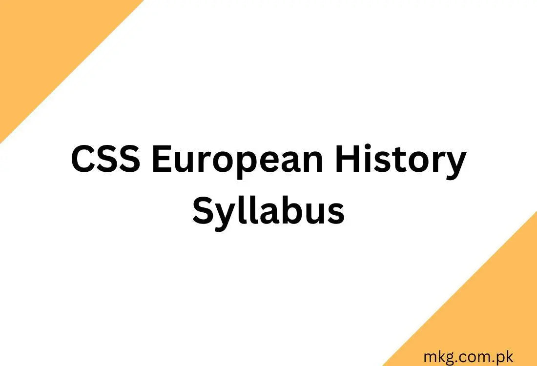 CSS European History Syllabus 2025 - Multan Kitab Ghar