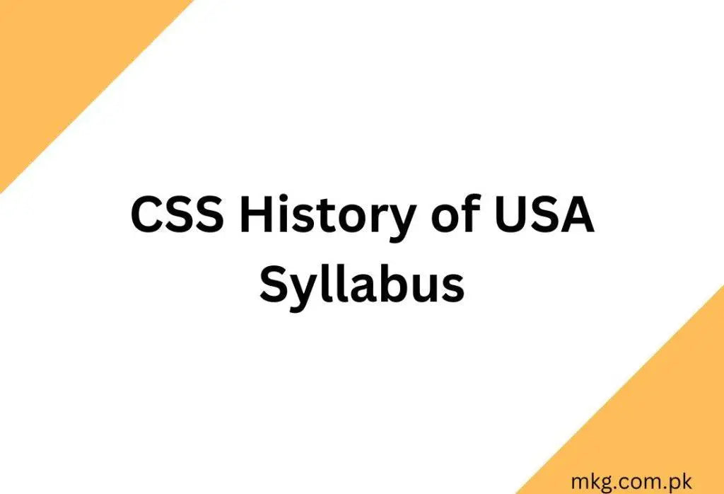 CSS History Of USA Syllabus 2025 - Multan Kitab Ghar