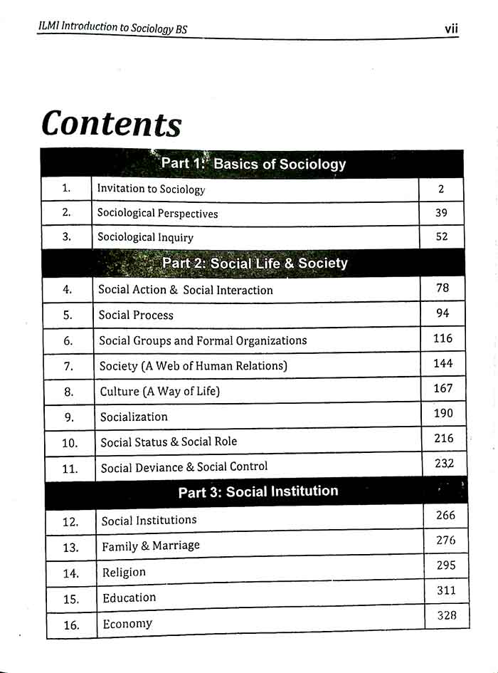 ilmi Introduction to Sociology Book for BS Sociology by Muhammad Akram Afaq Rana Multan Kitab Ghar