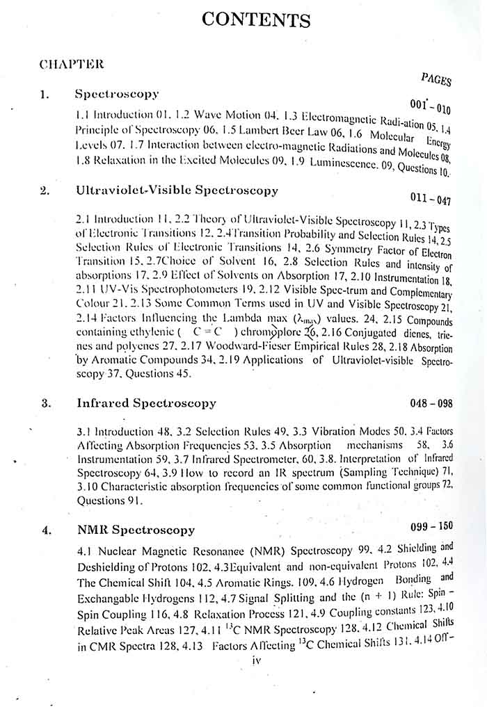 A text book of Organic Spectroscopy Book for BS. 4 years program By Ghulam Rasool Multan Kitab Ghar