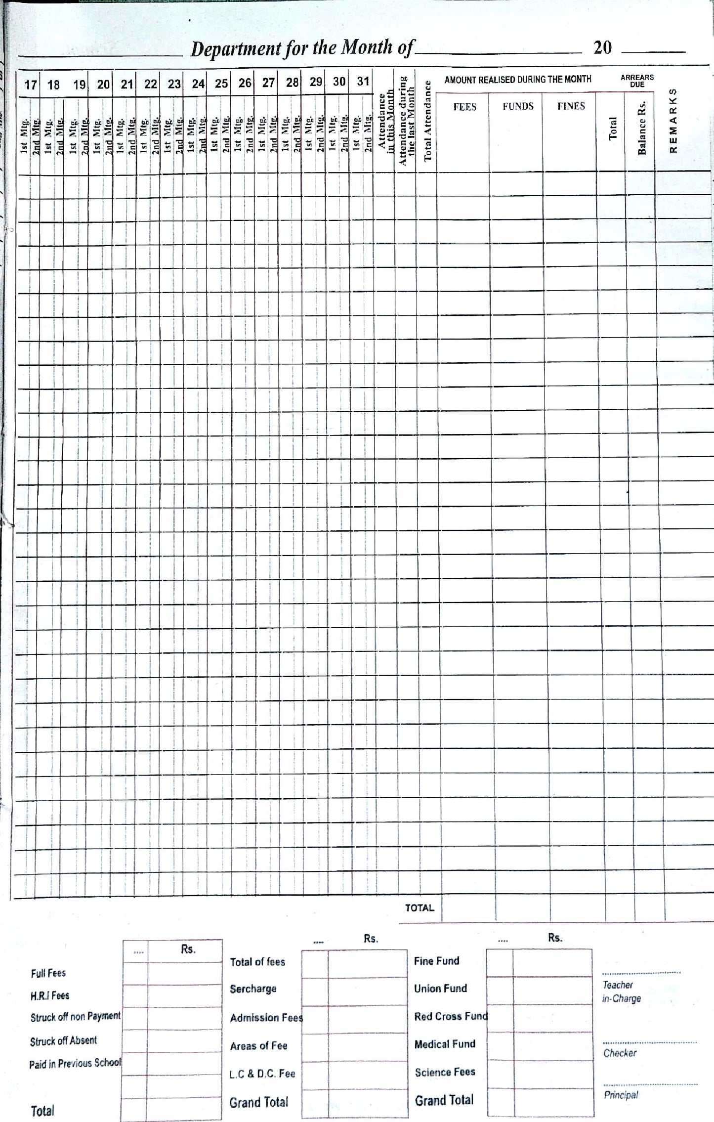 Lucky Student Attendance Register (English)