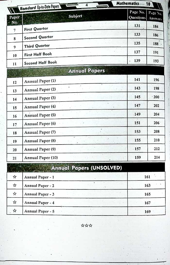 Hamdard Scholar 10th Class Mathematics Up-To-Date Papers – Exam 2026