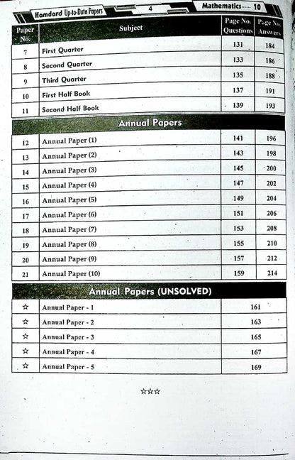 Hamdard Scholar 10th Class Mathematics Up-To-Date Papers – Exam 2026