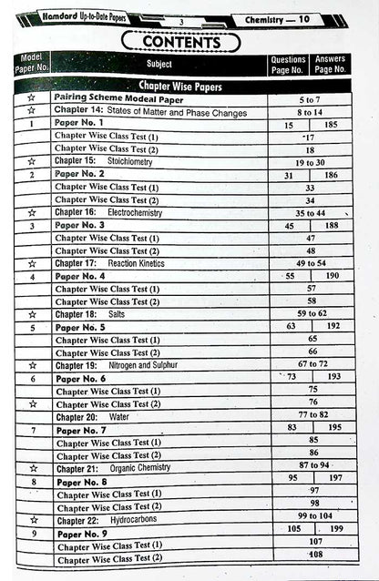 Hamdard Scholar Chemistry 10th Class Up-To-Date Papers | Exam Preparation 2026