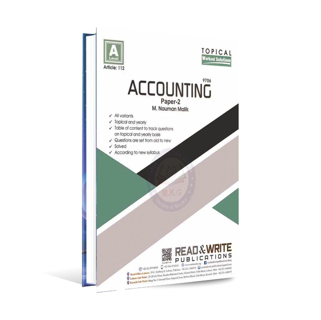 A Level Accounting 9706 Paper 2 Topical Worked Solutions Book by Read and Write Publications