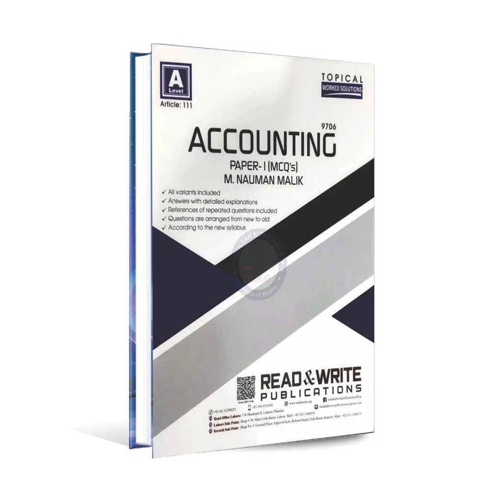 A Level Accounting 9706 paper-1(MCQs ) Book by M. Nauman Malik Multan Kitab Ghar