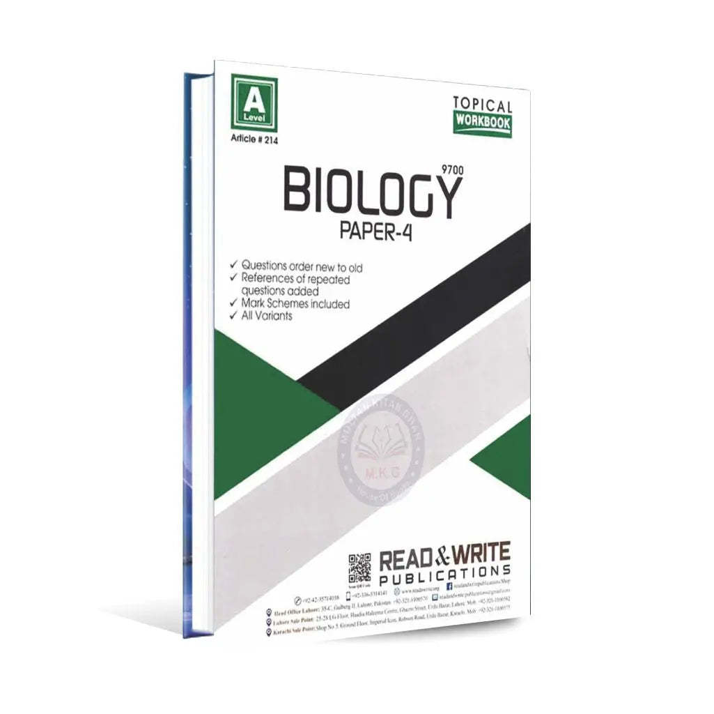 A Level Biology 9700 Paper 4 Topical workbook Multan Kitab Ghar