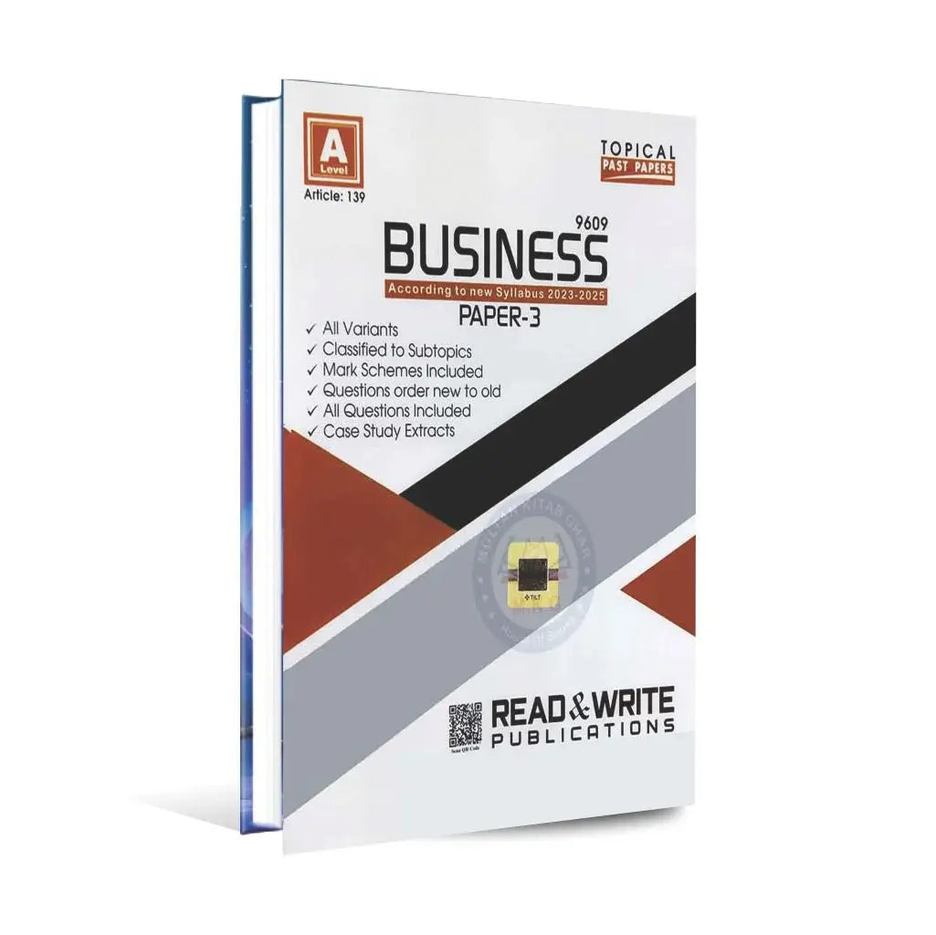 A Level Business 9609 paper-3 Topical past papers By Read & Write Multan Kitab Ghar