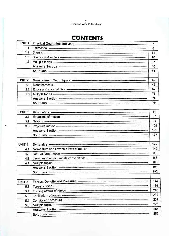 A Level Physics 9702 Paper 1 MCQS Book by Read and Write Multan Kitab Ghar