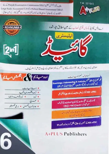 A Plus Elementary Guide English Urdu Medium for Grade 6 for Punjab text Bord
