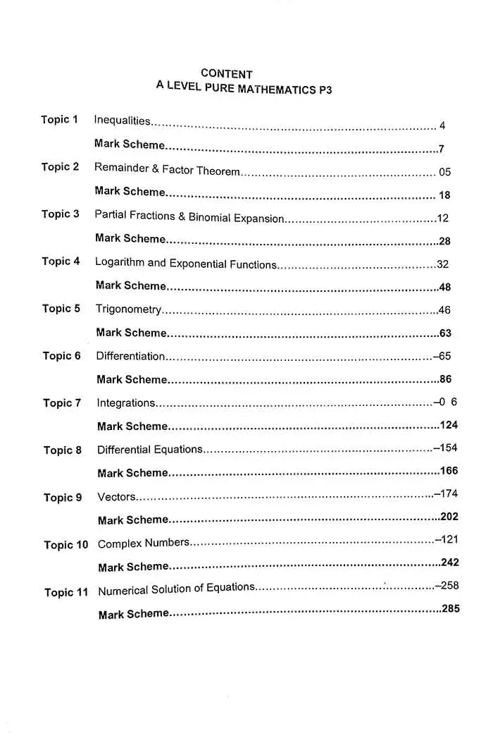 A level 9709 Pure mathematics Topical P3 By Mirza Mubbashir Baig Multan Kitab Ghar