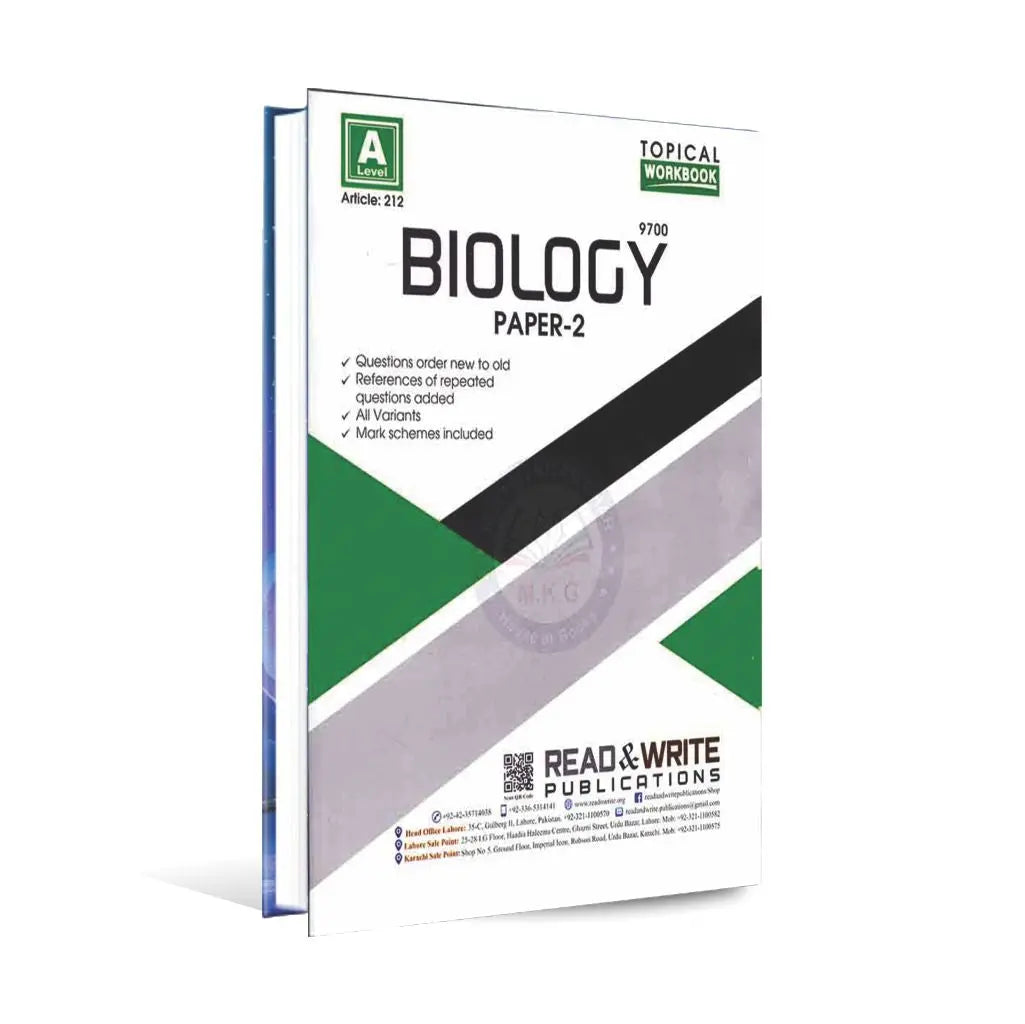 A level Biology 9700 Paper 2 Topical workbook by Read and Write Publications Multan Kitab Ghar