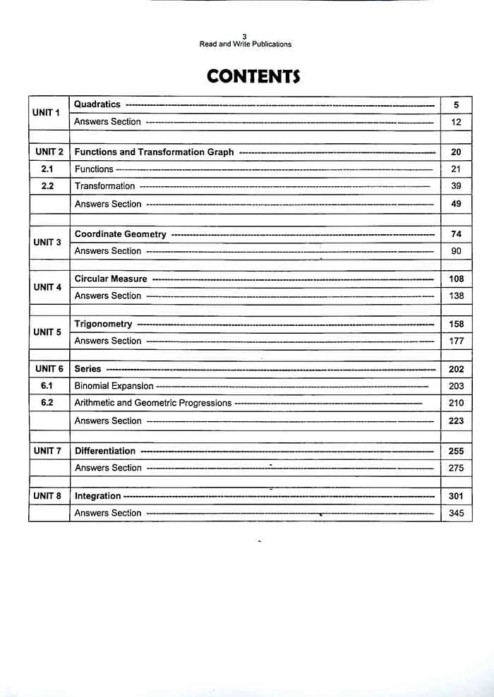 A level Mathematics 9709 Paper 1 Topical past papers by Read and Write Multan Kitab Ghar