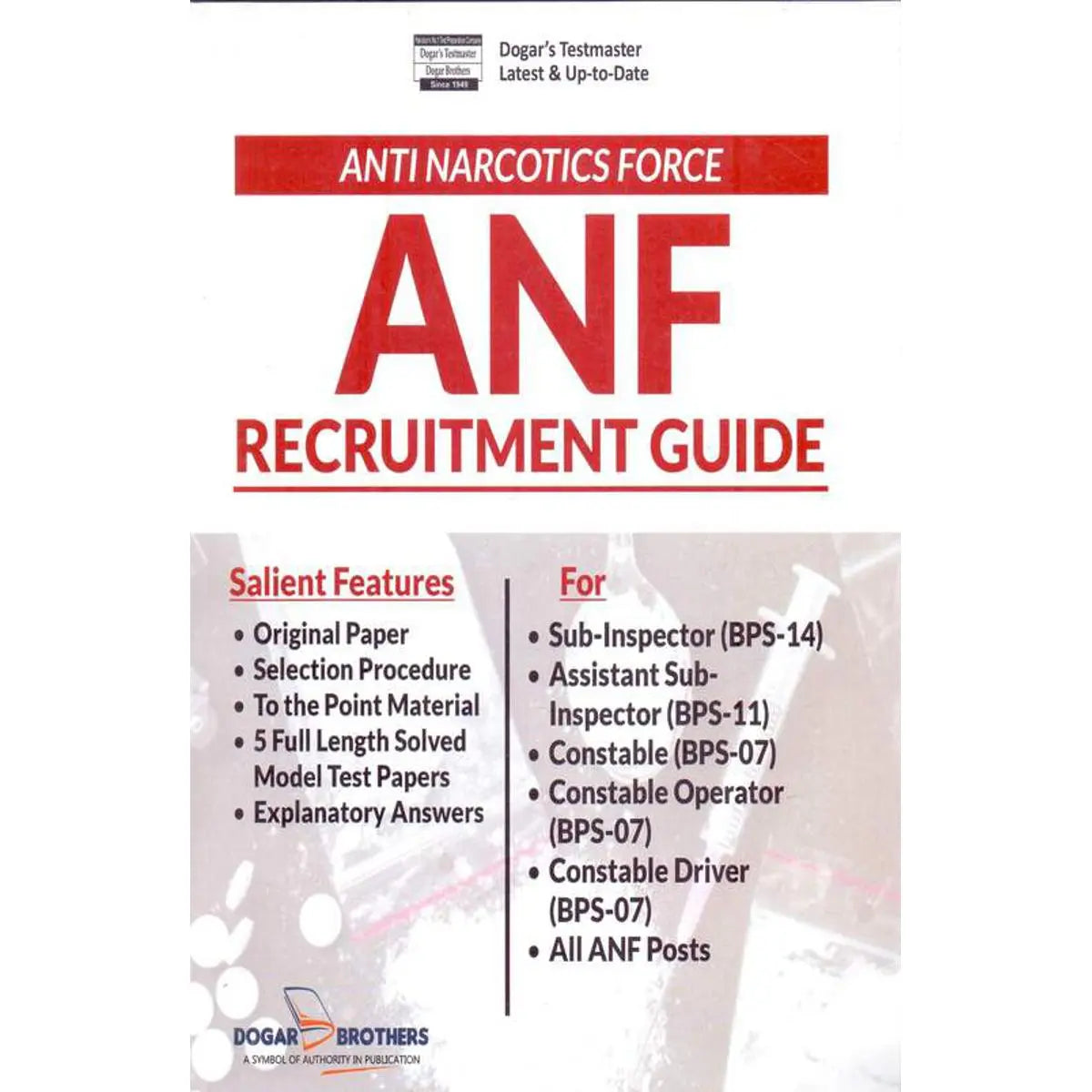 ANF Constable Recruitment Test Guide by Dogar's Unique Multan Kitab Ghar