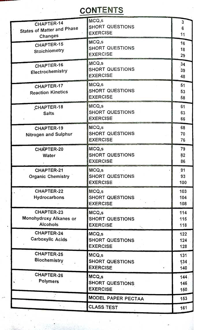 A Plus Chemistry Up To Date Solve Papers for 10th Class Include Solved Exercises