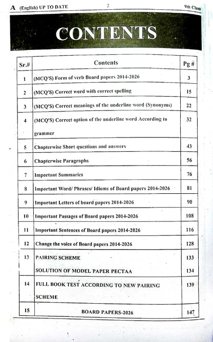 A Plus English Up To Date Solve Paper for 9th Include Solved Exercise By M.Imran Hashmi