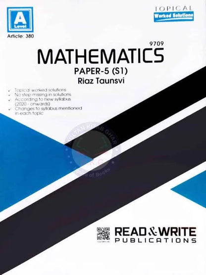 A Level Topical Worked Solution Mathematics 9709 Paper-5 By Riaz Taunsvi Multan Kitab Ghar