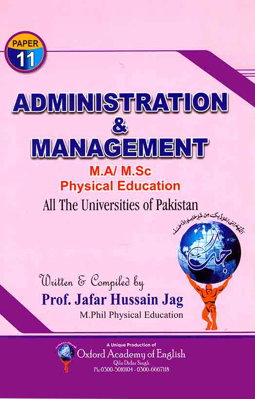 Administration and Management For M.A M.Sc Physical Education all the Universities of Pakistan Multan Kitab Ghar