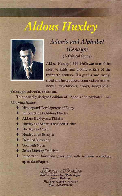 Adonis and Alphabet (Essays) Book by Aldous Huxley