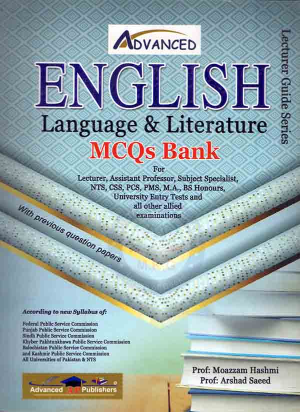 Advanced English Language and Literature MCQs Bank Guide by Moazzam Hashmi Multan Kitab Ghar