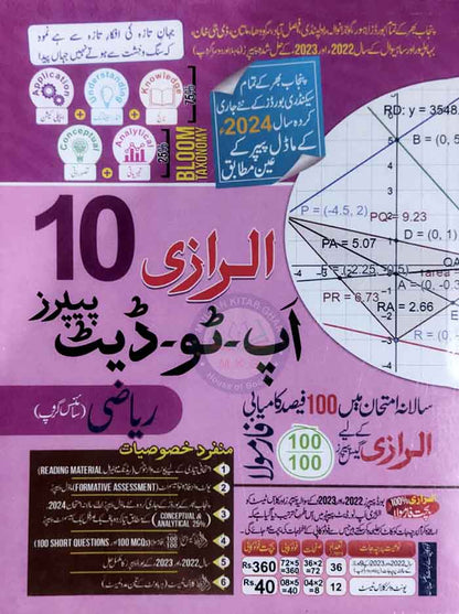 Al-Razi Up To Date Model Paper of Mathematics (Science Group) for Class 10th Urdu Medium 2024