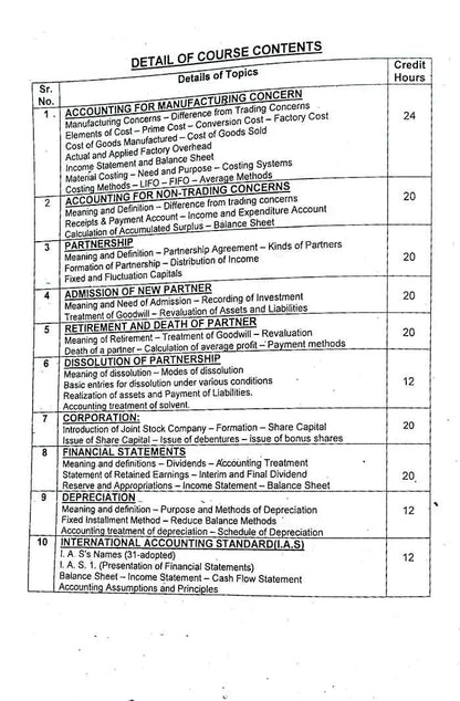 An Easy Approach to Financial Accounting for D.com & D.B.A Part-II By Gul Amir Malik Multan Kitab Ghar