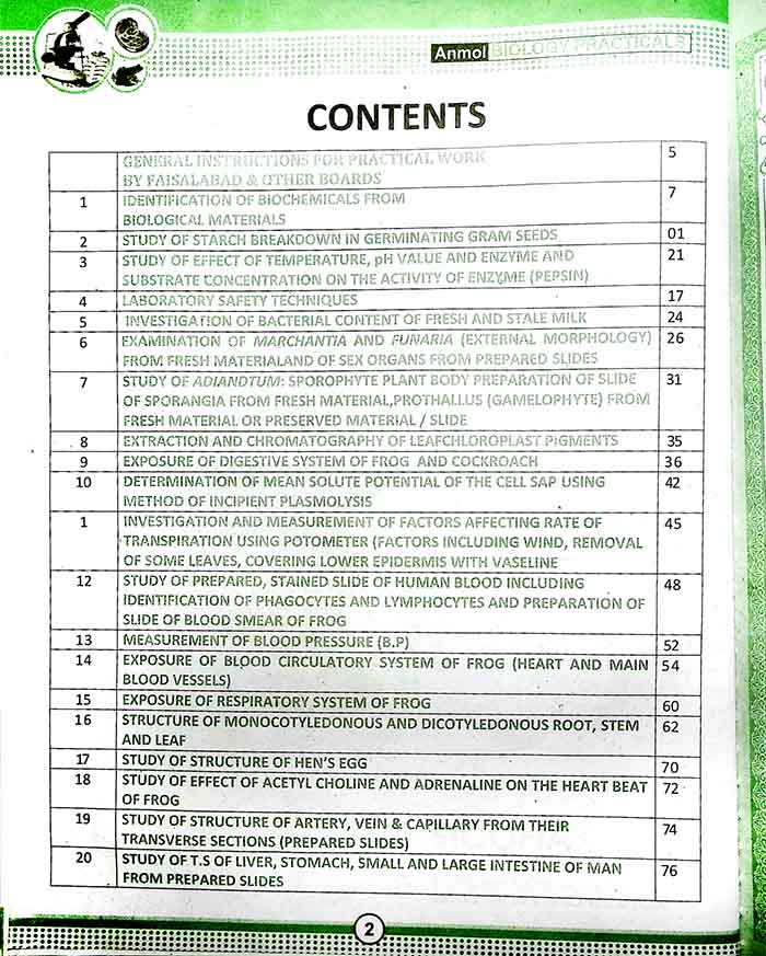 N Series Anmol Biology Practical Note Book for F.Sc Part I–II According to New Syllabus and Policy All Text Book Boards and Federal Board