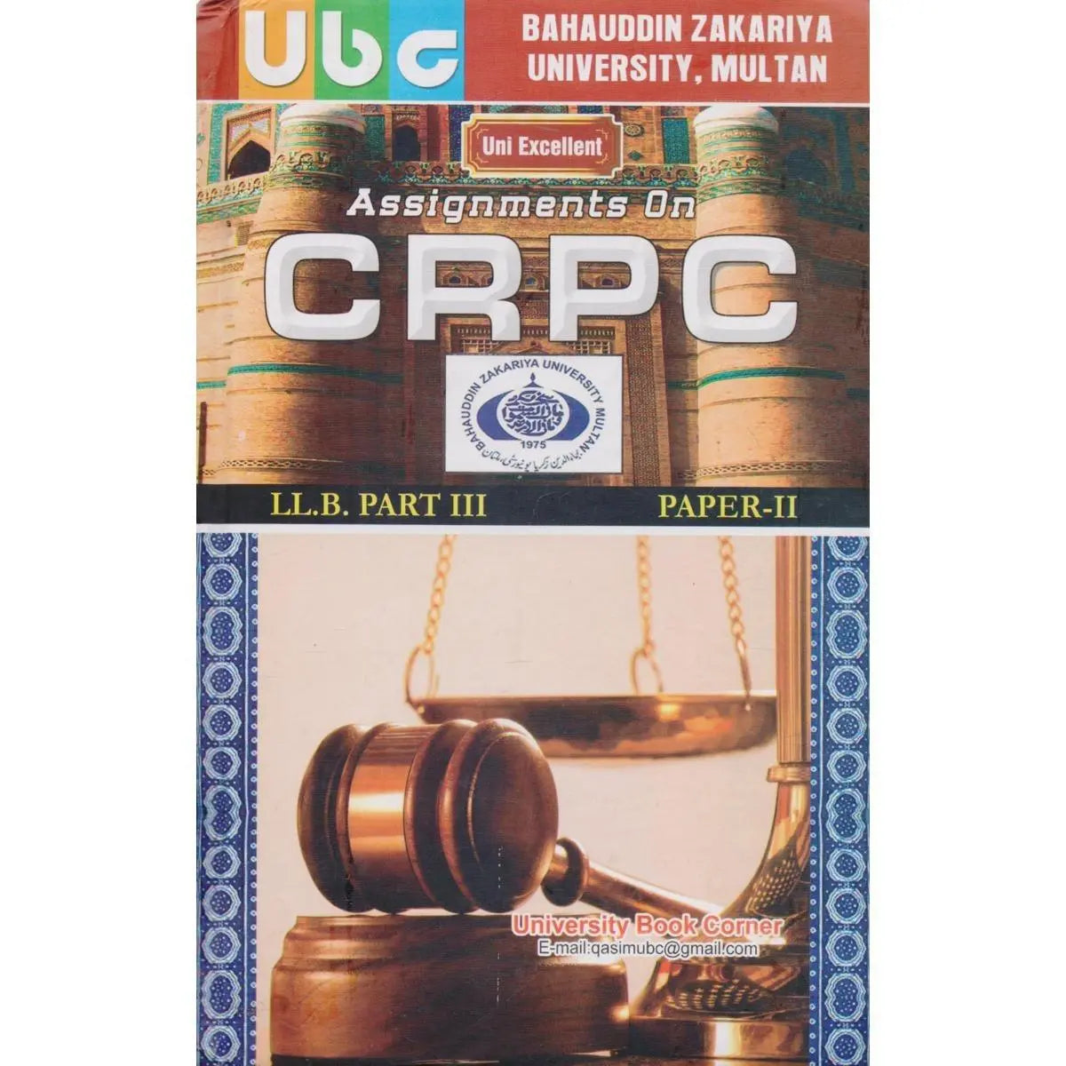 Assignments On CRPC For LLB Part 3 Paper 2 by Khurram Amir Multan Kitab Ghar