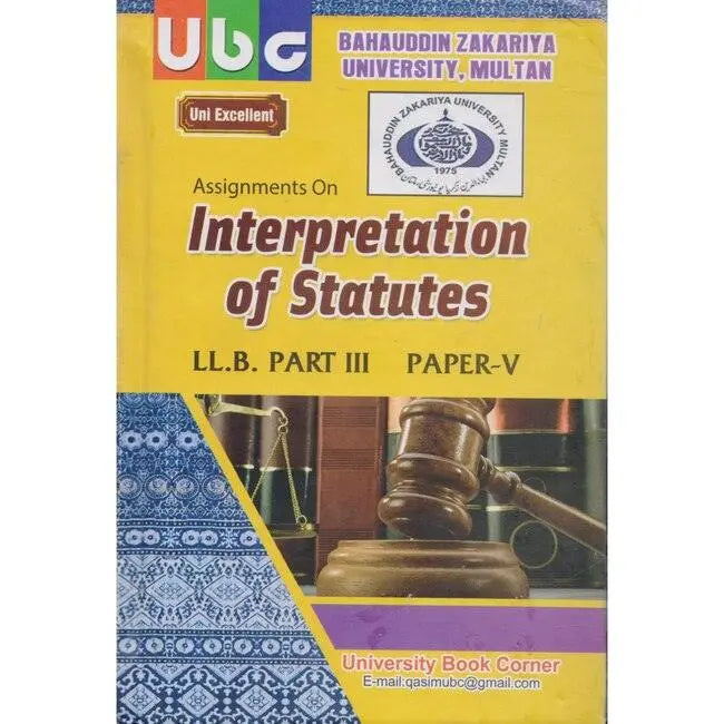 Assignments On Interpretation Of Statutes Book LLB Khurram Amir Multan Kitab Ghar