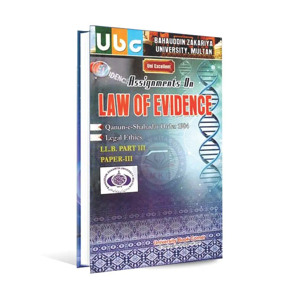 Assignments On Law Of Evidence Book For LLB Part 3 Paper 3 by Khurram Amir Multan Kitab Ghar