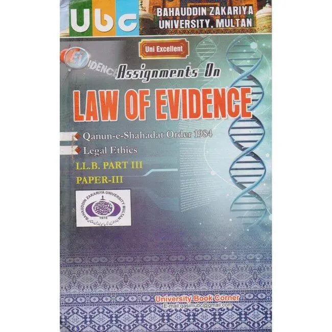 Assignments On Law Of Evidence Book For LLB Part 3 Paper 3 by Khurram Amir Multan Kitab Ghar