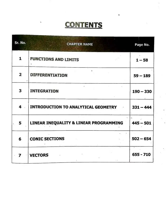 Azeem Mathematics A Key to Calculus and Analytical Geometry for F.Sc (Part-II) By Prof. Zulfiqar Ali Multan Kitab Ghar