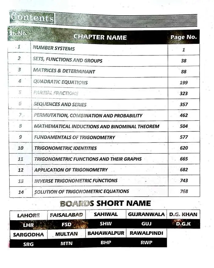 Azeem Mathematics Algebra and Trigonometry Solution key Book for class 11 by Prof. M Shahid Butt Multan Kitab Ghar