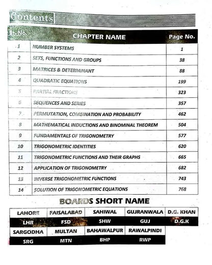 Azeem Mathematics Algebra and Trigonometry Solution key Book for class 11 by Prof. M Shahid Butt Multan Kitab Ghar