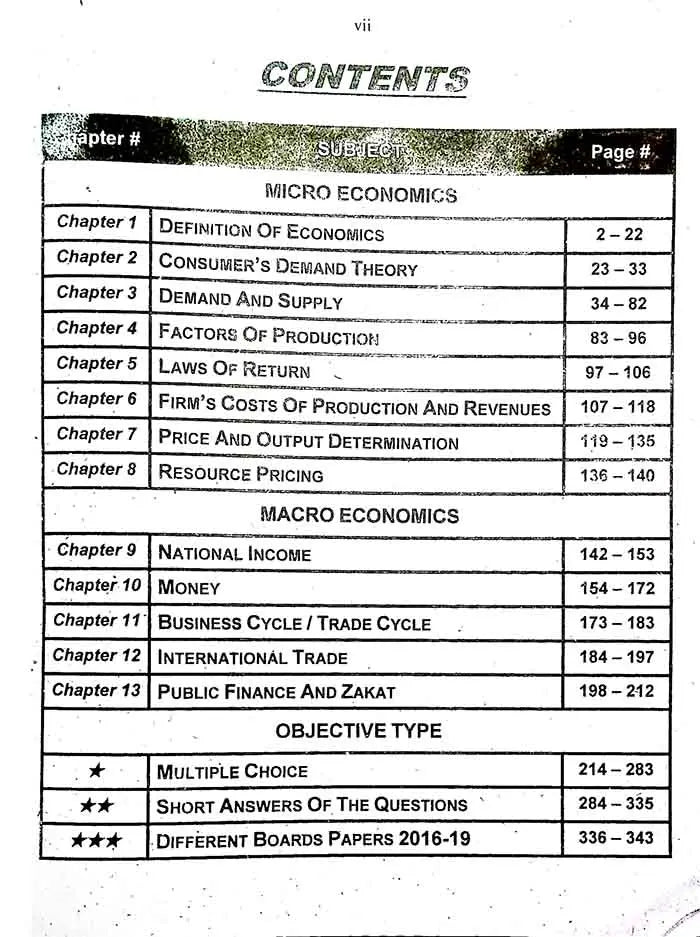 Azeem Principles of Economics + Objective Book for I.Com Part 1 By Prof. Manzoor Tahir Ch. Multan Kitab Ghar