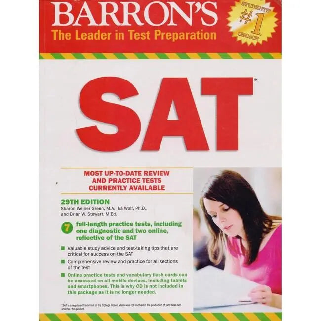 Barron's SAT Preparation Up to Date Practice Test Book By Sharon Weiner Multan Kitab Ghar