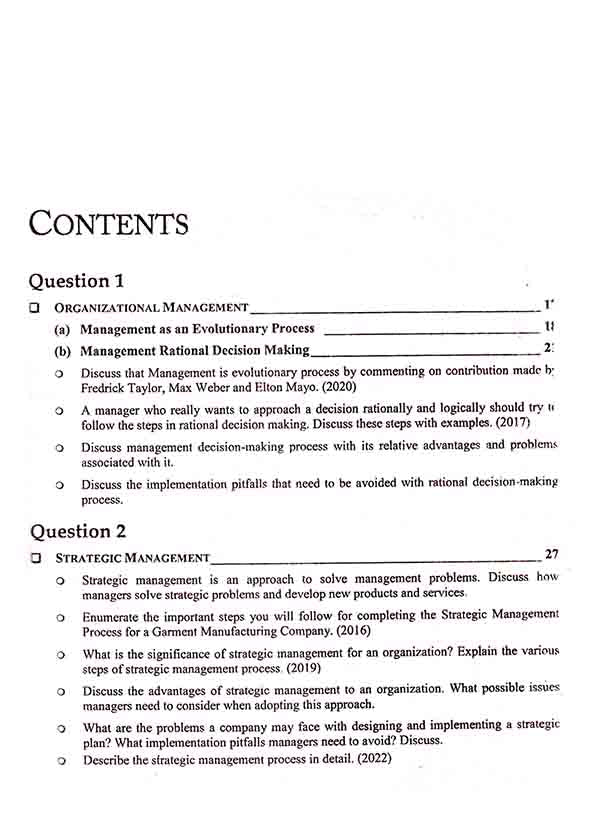 Business Administration Book for CSS PMS top 20 Questions Series JWT by Muhammad Ahmad Multan Kitab Ghar