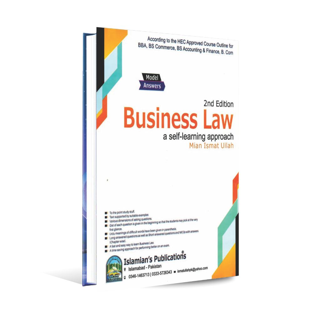 Business Law 2nd Edition Book for BBA,BS By Main Ismat Ullah Multan Kitab Ghar