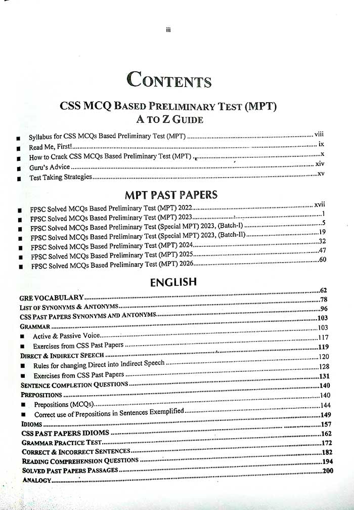 CSS MCQ Based Preliminary Test (MPT) Screening Test for CSS by World Times Publications - MKG