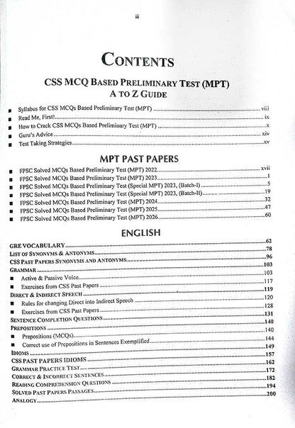 CSS MCQ Based Preliminary Test (MPT) Screening Test for CSS by World Times Publications