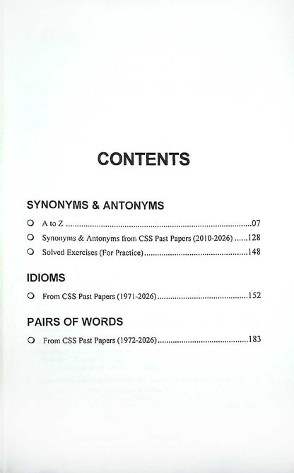 CSS Vocabulary Words Book from Past Papers by Jahangir - MKG