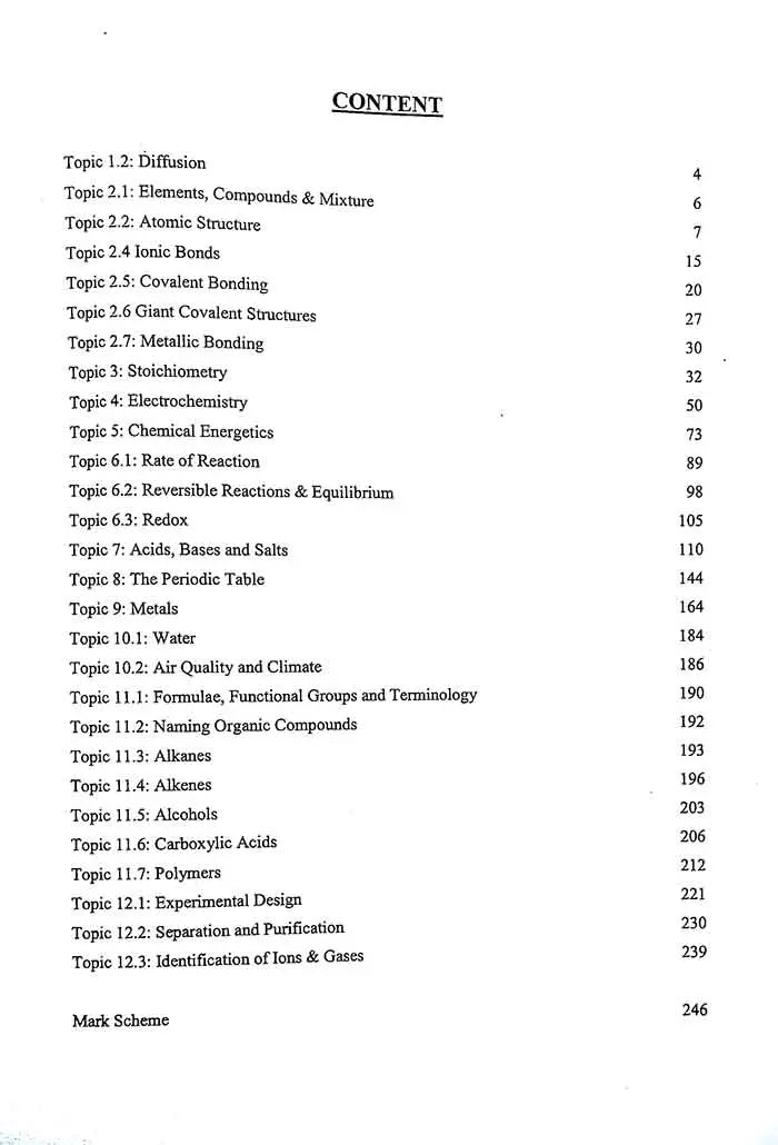 Cambridge O Level Chemistry P1 Topical MCQs Book By Niaz Ahmed Awan Multan Kitab Ghar