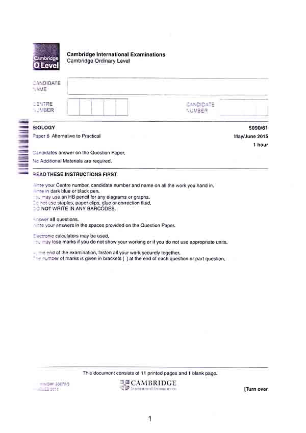 Cambridge O level Biology 5090 Past Papers 6 2015-2022 by kamil Books Multan Kitab Ghar