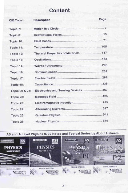 Cambridge Physics Book For A Level P4 Topical By Abdul Hakeem Multan Kitab Ghar