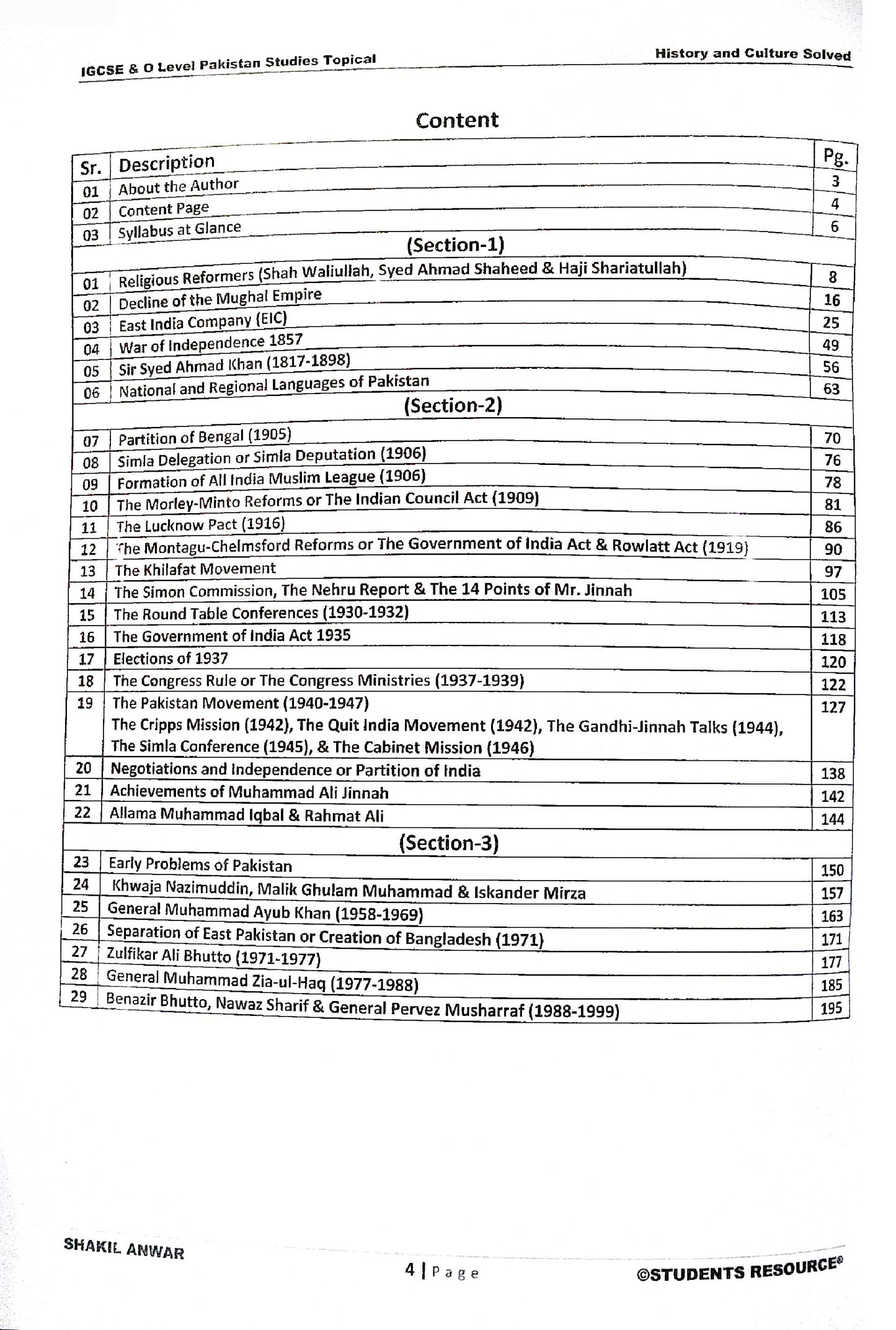 Cambridge O Level Pakistan Studies History and Culture Solved Topical 2007-2025 by Shakil Anwar