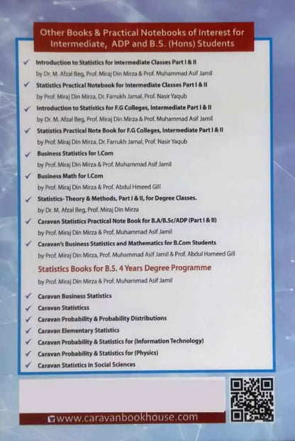 Caravan Introduction to Statistics (Subjective + Objective + Practical’s) for Intermediate Part-I By Dr. M. Afzal Beg and Miraj Din Mirza